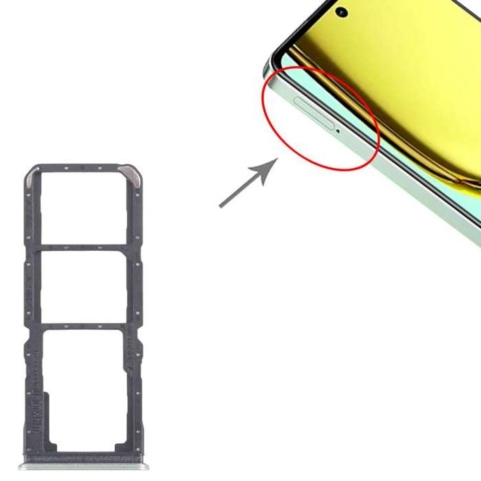 For Realme C67 5G 10pcs Original SIM Card Tray + SIM Card Tray + Micro SD Card Tray (Green)