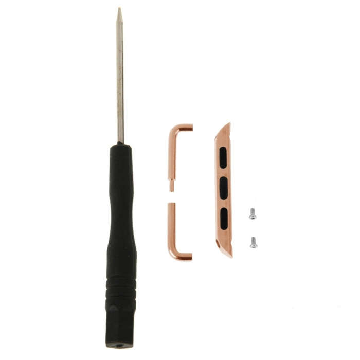 2 PCS for Apple Watch 42mm Metal Strap Connector Metal Buckle with Screwdrivers Tool(Rose Gold)