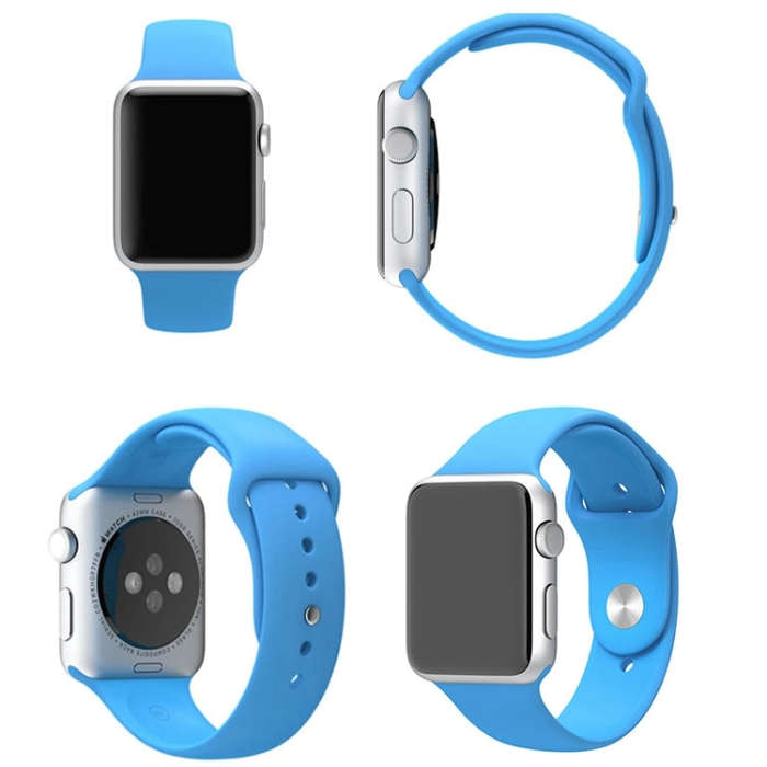 For Apple Watch Sport 38mm High-performance Longer Silicone Sport Watch Band with Pin-and-tuck Cl...
