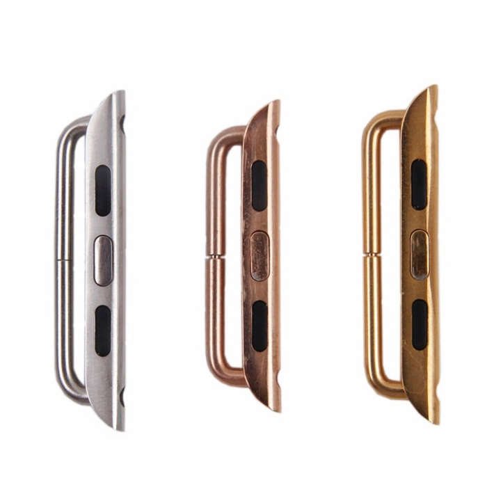 For Apple Watch 38 / 40 / 41mm Metal Strap Connector Metal Buckle, Pair(Gold)