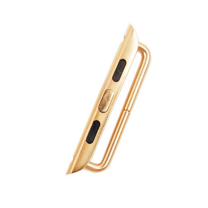 For Apple Watch 42 / 44 / 45mm Metal Strap Connector Metal Buckle, Pair(Gold)