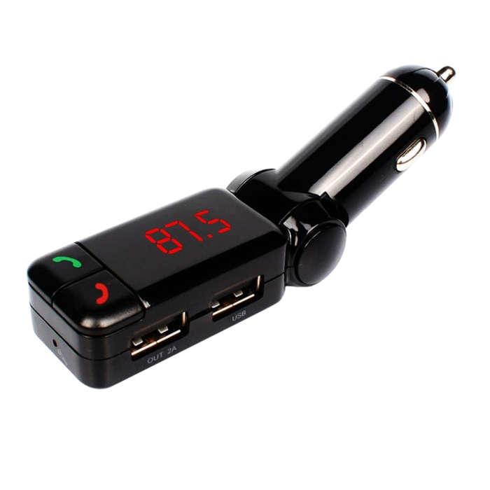 BC-06 Bluetooth Car Kit FM Transmitter Car MP3 Player with LED Display 2 USB Charger & Handsfree ...