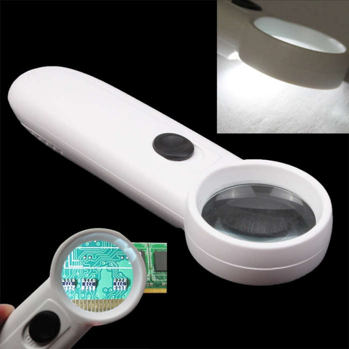 15X Handheld Exclamation Mark Type Magnifier with 2 LED