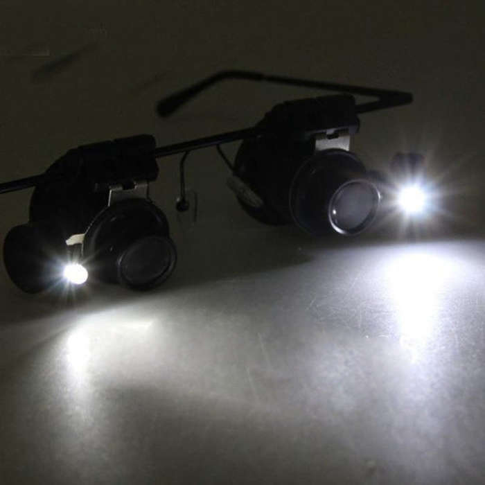20X Glasses Type Watch Repair Loupe Magnifier with LED Light(Black)
