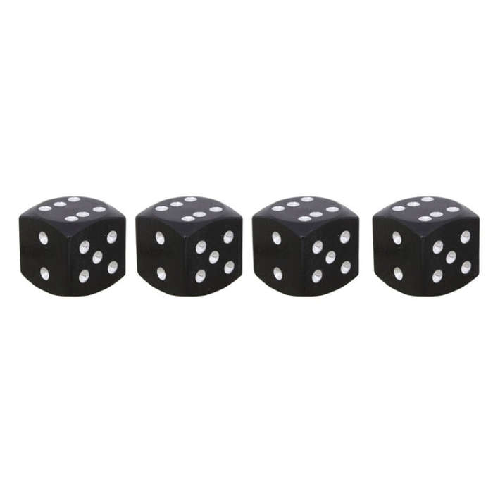 Universal 8mm Dice Style Aluminium Alloy Car Tire Valve Caps, Pack of 4(Black)