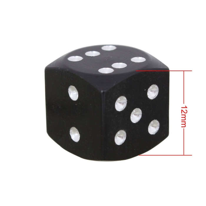 Universal 8mm Dice Style Aluminium Alloy Car Tire Valve Caps, Pack of 4(Black)