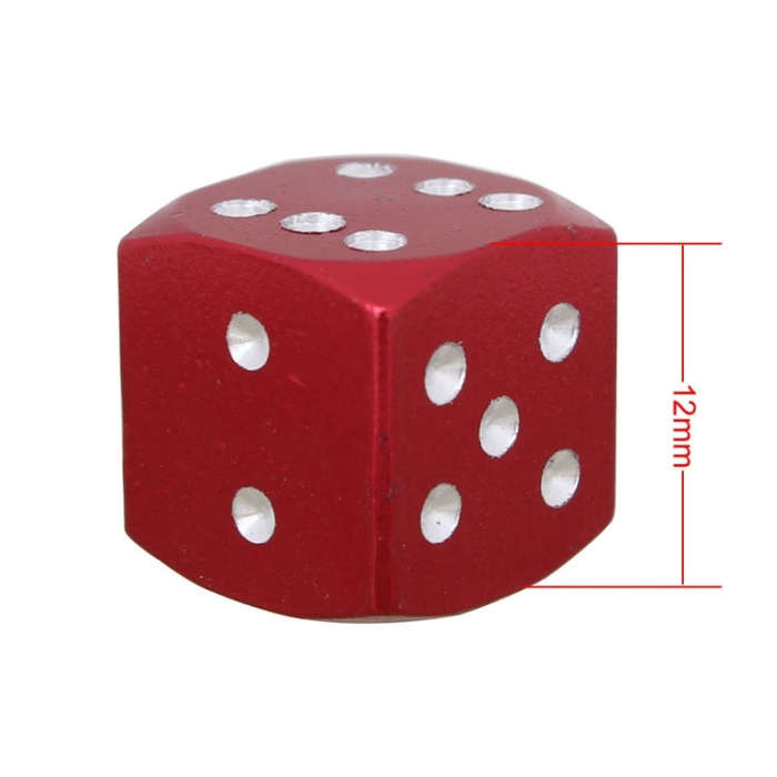 Universal 8mm Dice Style Aluminium Alloy Car Tire Valve Caps, Pack of 4(Red)