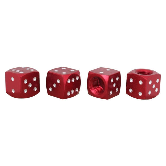 Universal 8mm Dice Style Aluminium Alloy Car Tire Valve Caps, Pack of 4(Red)