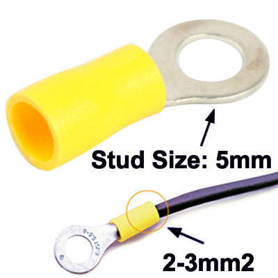 100pcs RV5.5-5.0mm DIY Ring Terminals, Cable size: 2-3mm2 (100pcs in one packaging, the price is ...
