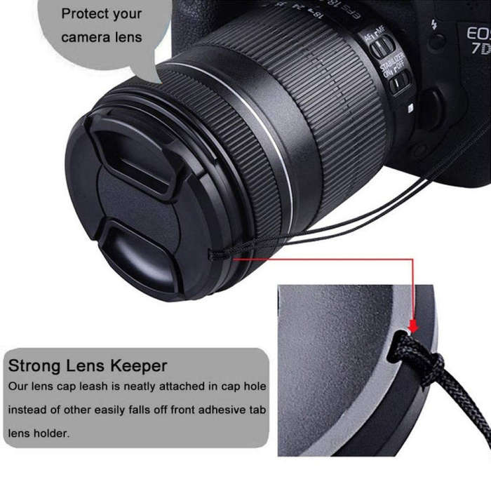72mm Center Pinch Camera Lens Cap(Black)