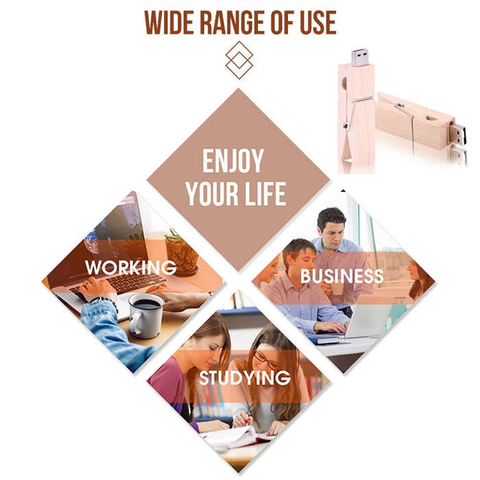 4 GB Wood Clip Style USB Flash Disk