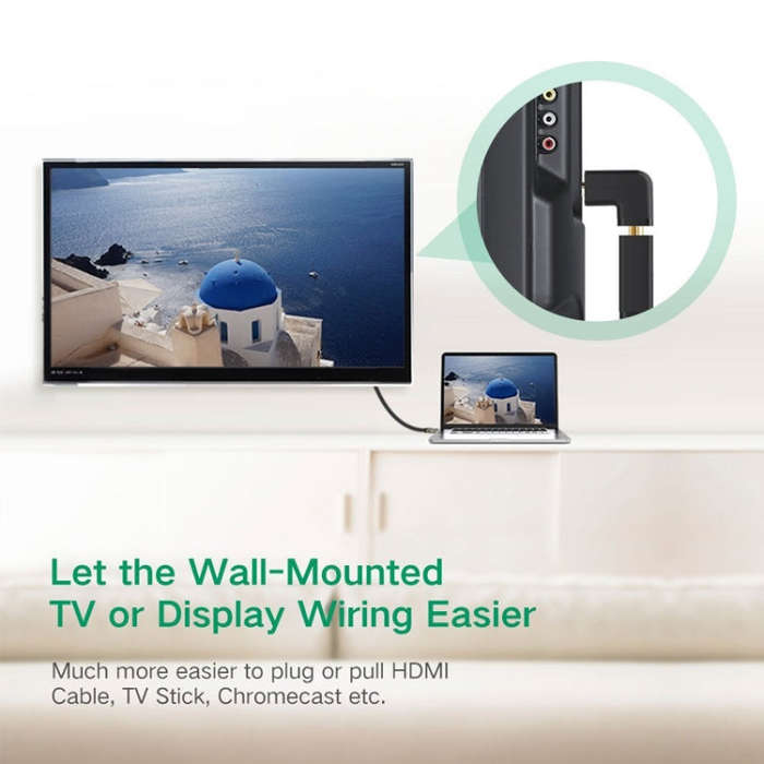 Gold Plated HDMI 19 Pin Male to HDMI 19 Pin Female Adapter with 90 Degree Angle(Black)