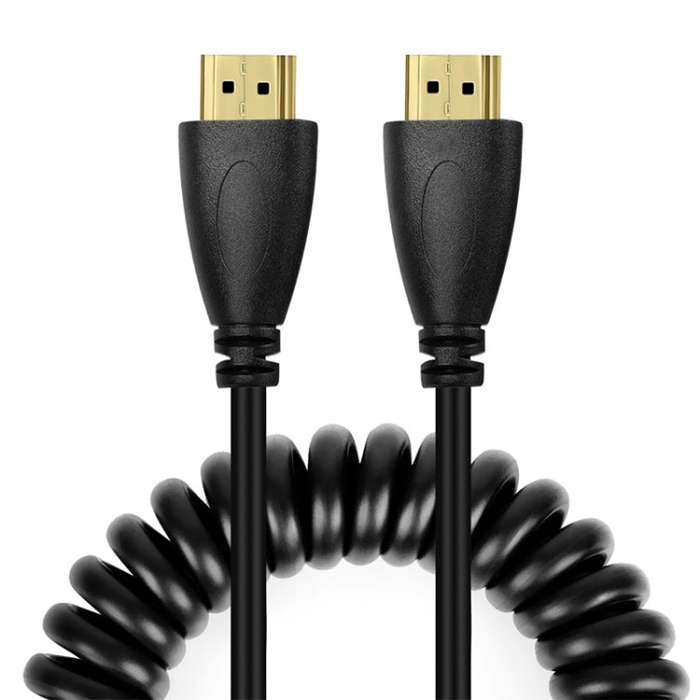 1.4 Version, Gold Plated 19 Pin HDMI Male to HDMI Male Coiled Cable, Support 3D / Ethernet, Lengt...
