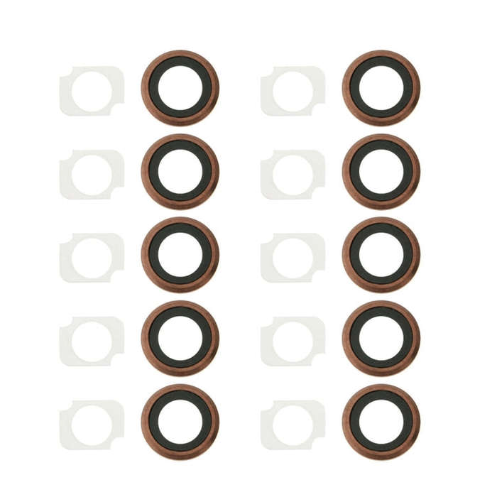 Rear Camera Lens Ring + Flashlight Bracker  for iPhone 6s Plus, 10 Pairs / Set(Rose Gold)