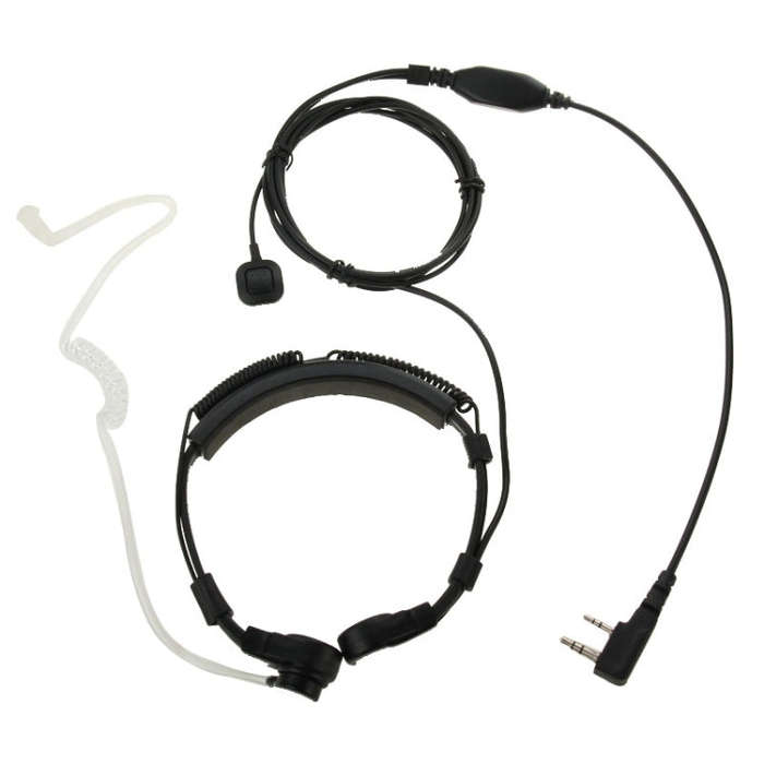 Throat control Transceiver Earpiece Headset for Walkie Talkies, 3.5mm + 2.5mm Plug(Black)