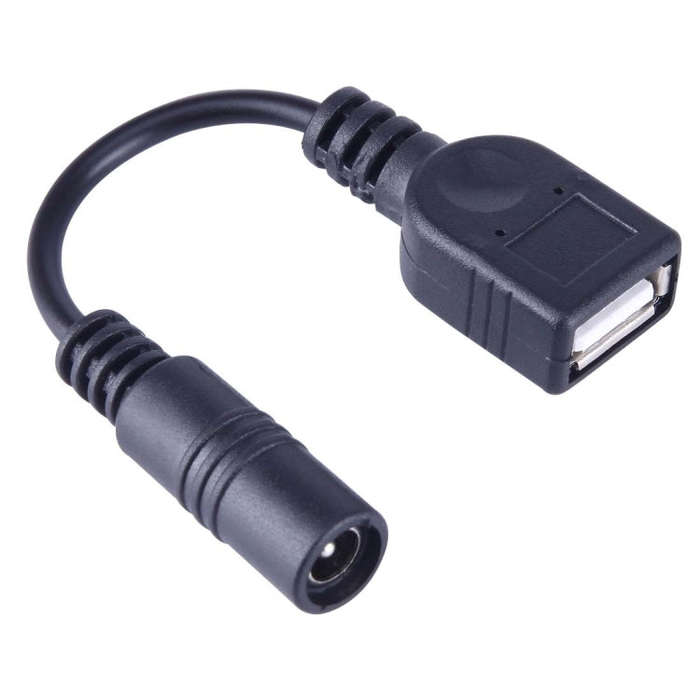 5.5 x 2.1mm DC Female to USB AF DC Female Power Connector Cable for Laptop Adapter, Length: 15cm(...
