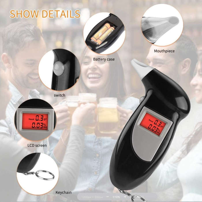 LCD Digital Alcohol Tester Breathalyzer(Black)