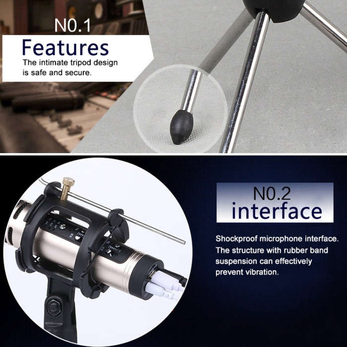 PS-5 Universal Live Broadcast Bracket Tripod Holder with Anti-spray Net & Microphone Clip & Shock...