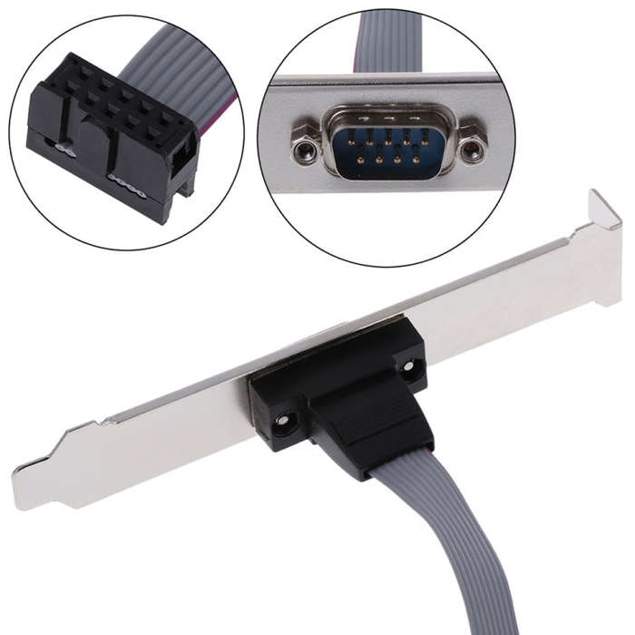 DB9 9pin Com Port host case Cable / RS232 port plate cable, Length: 36cm(Grey)
