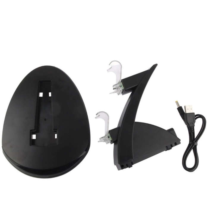 2 x USB Charging Dock Station Stand / Controller Charging Stand for PS4(Black)