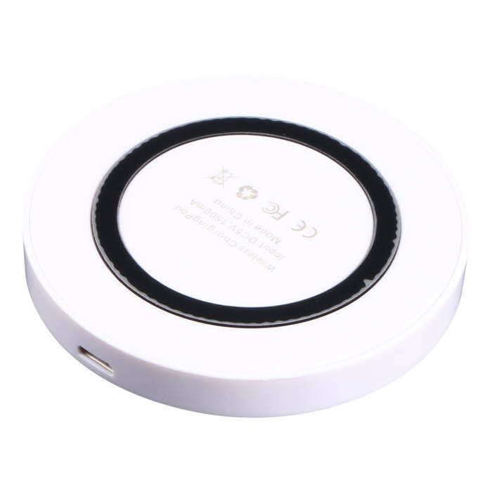 Universal QI Standard Round Wireless Charging Pad (White + Black)