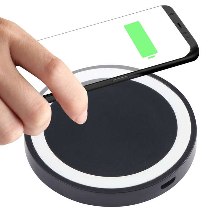 5W Universal QI Standard Round Wireless Charging Pad (Black + White)