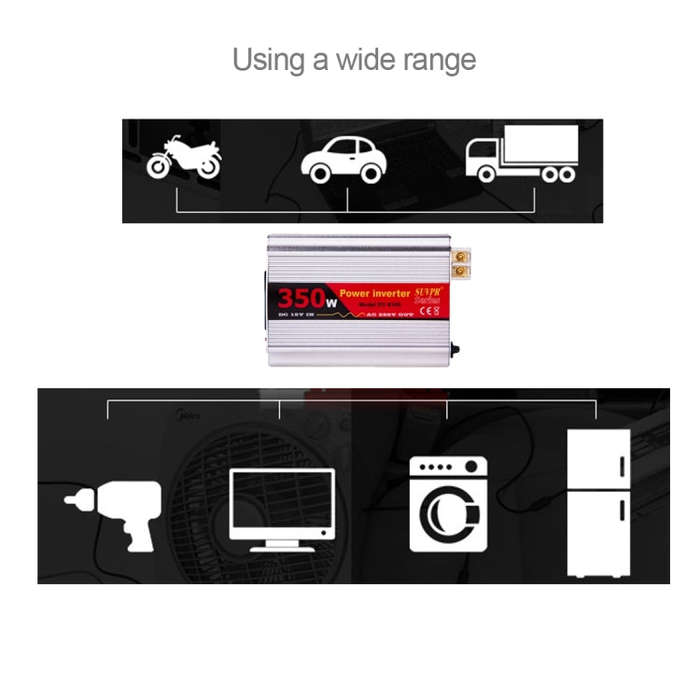 SUVPR DY-8105 350W DC 12V to AC 220V Car Power Inverter with 500mA USB Port & Universal Power Socket