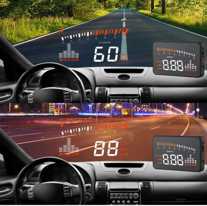 X5 HUD 3 inch Universal Multi Car Head Up Display with OBDII EOBD System, Light Sensors, Rotation...