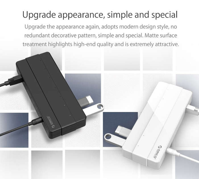 Orico H7928-U2-V1 Desktop 7 Ports USB 2.0 HUB with Power Adapter(Black)