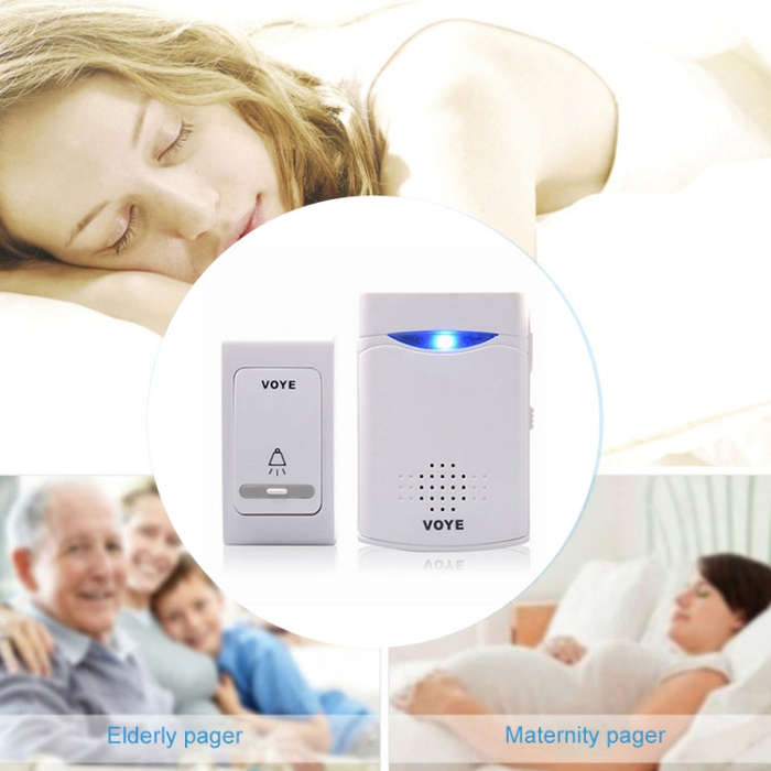 VOYE V006B2 Wireless Remote Control Chime Door Bell with Double-Receiver(White)
