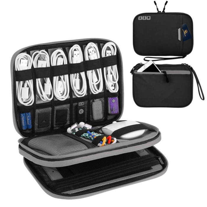 Multi-functional Headphone Charger Data Cable Storage Bag Portable Power Pack, Size:M, 25 x 18 x ...