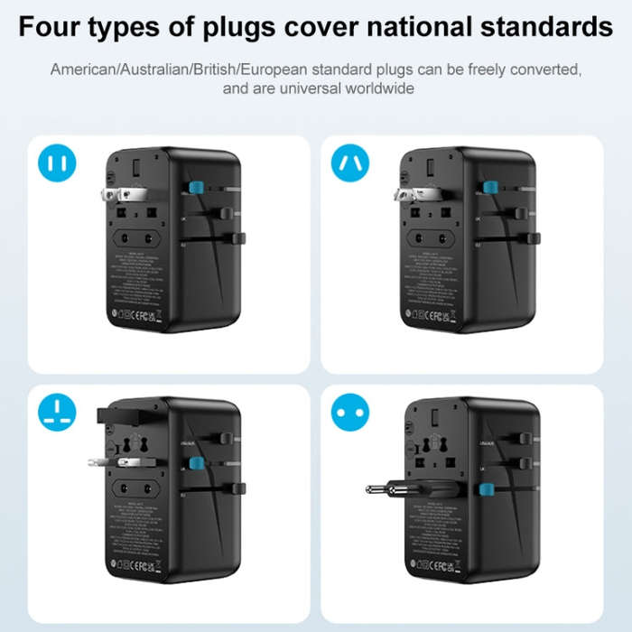 MOMAX UA11 1-World 20W PD Global Travel Fast Charger Power Adapter(Black)