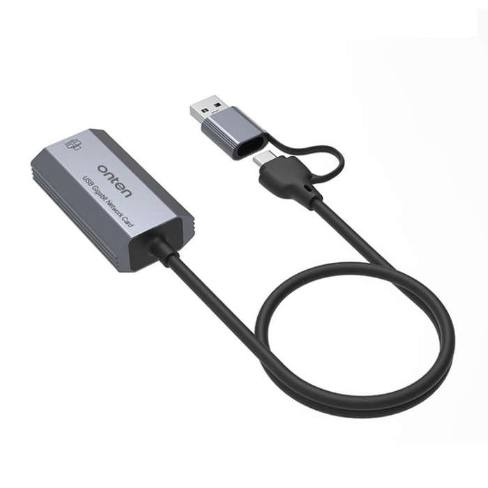 Onten UE101 2 in 1 USB3.0 Gigabit Network Card USB-C/Type-C to Network Port USB Hub(Blue)