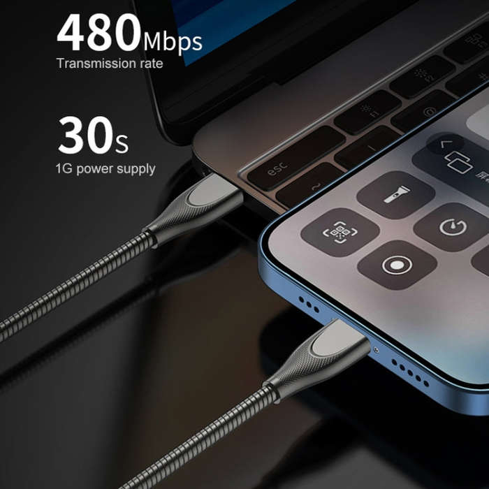 ADC-009 USB-C / Type-C to USB-C / Type-C Zinc Alloy Hose Fast Charging Data Cable, Cable Length: ...