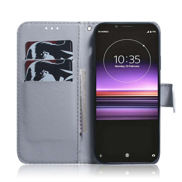 Apricot Flower Pattern Coloured Drawing Horizontal Flip Leather Case for Sony Xperia 1, with Hold...