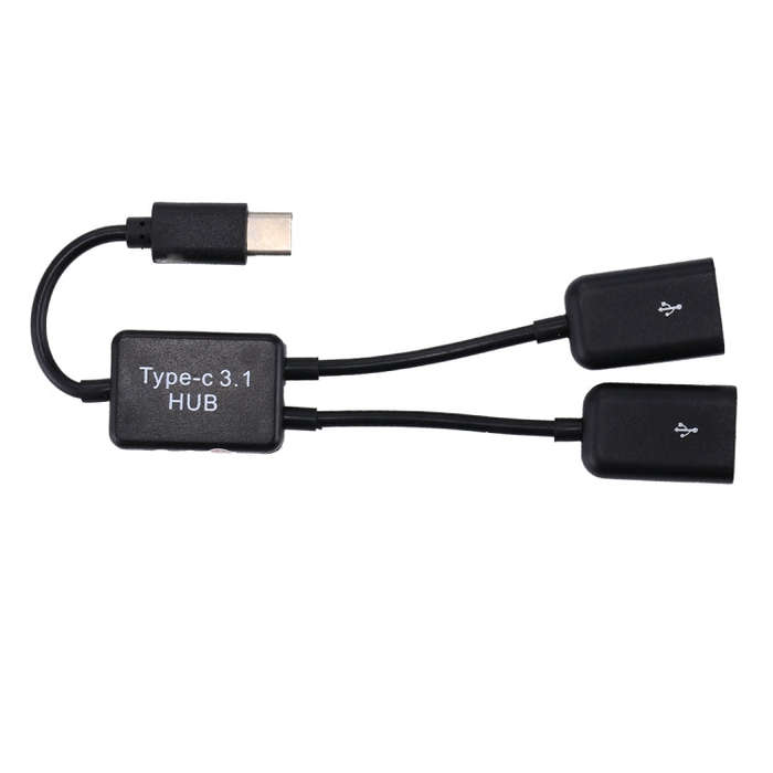 Portable USB-C / Type-C Male to Dual USB Ports Female HUB Adapter for Macbook, PC, Laptop, Tablet...