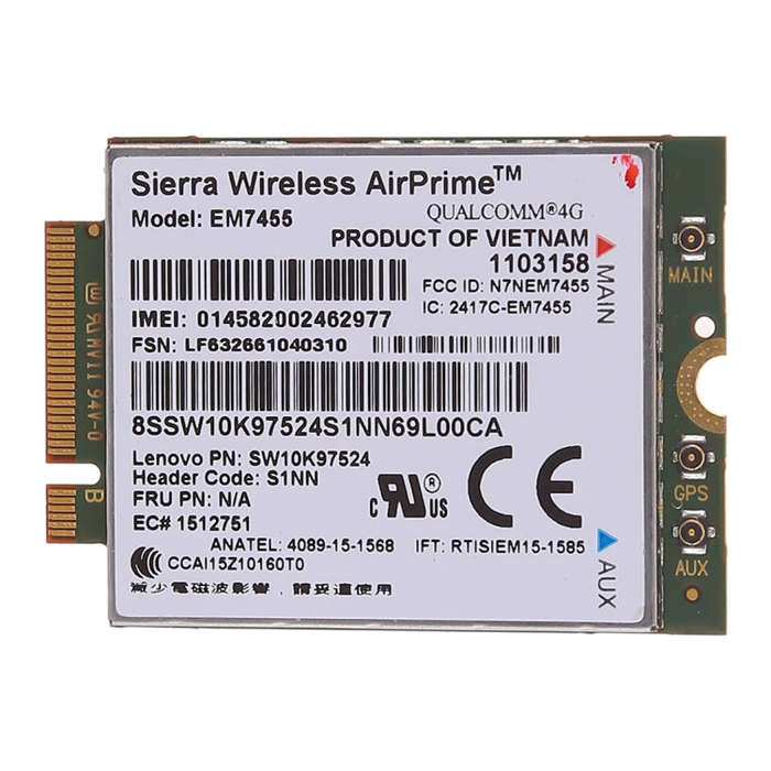 EM7455 Sierra Wireless FDD/TDD LTE Cat6 4G Module, 4G CARD for Lenovo laptop ThinkPad P50 P50S P4...