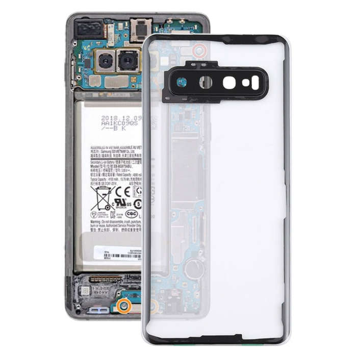 For Samsung Galaxy S10 G973F/DS G973U G973 SM-G973 Transparent Battery Back Cover with Camera Len...