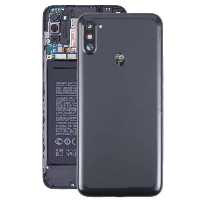 For Samsung Galaxy A11 SM-A115F Back Cover with Camera Lens Cover (Black)