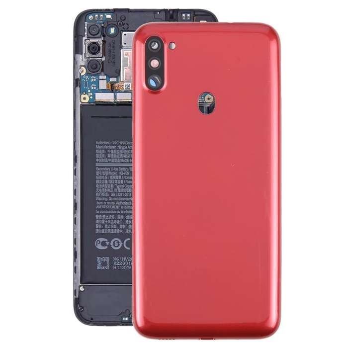 For Samsung Galaxy A11 SM-A115F Back Cover with Camera Lens Cover(Red)