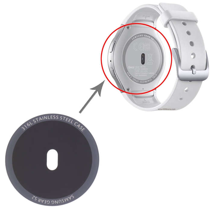 Back Glass Lens For Samsung Gear S2 SM-R720(Black)
