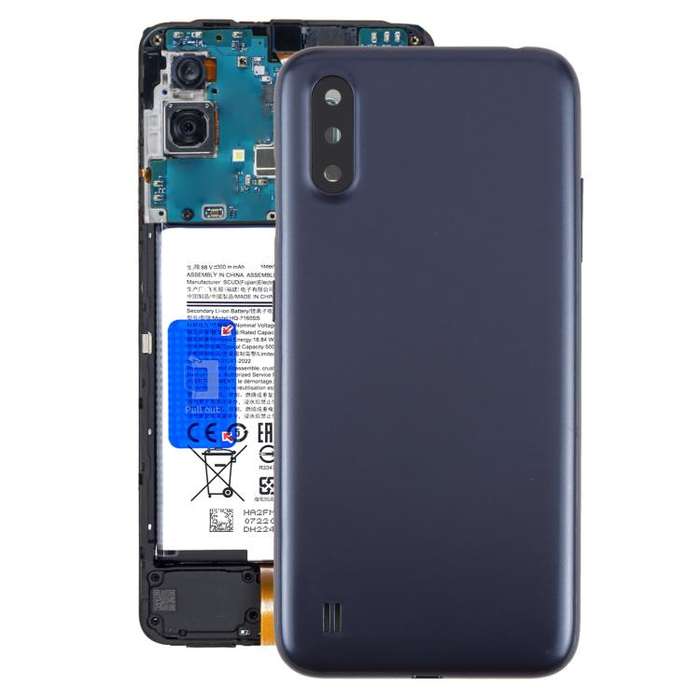For Samsung Galaxy A01 SM-A015F Back Cover with Camera Lens Cover(Blue)