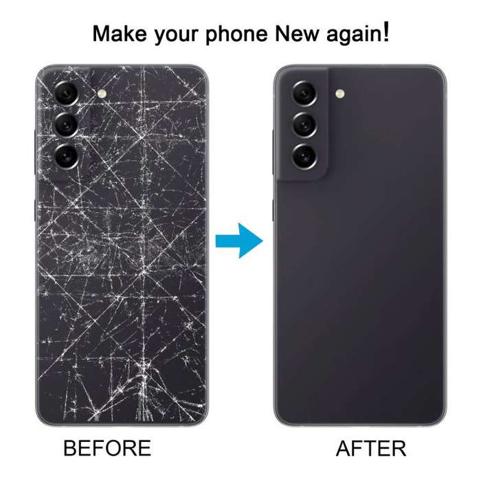 For Samsung Galaxy S21 FE SM-G990B Back Cover with Camera Lens Cover(Black)