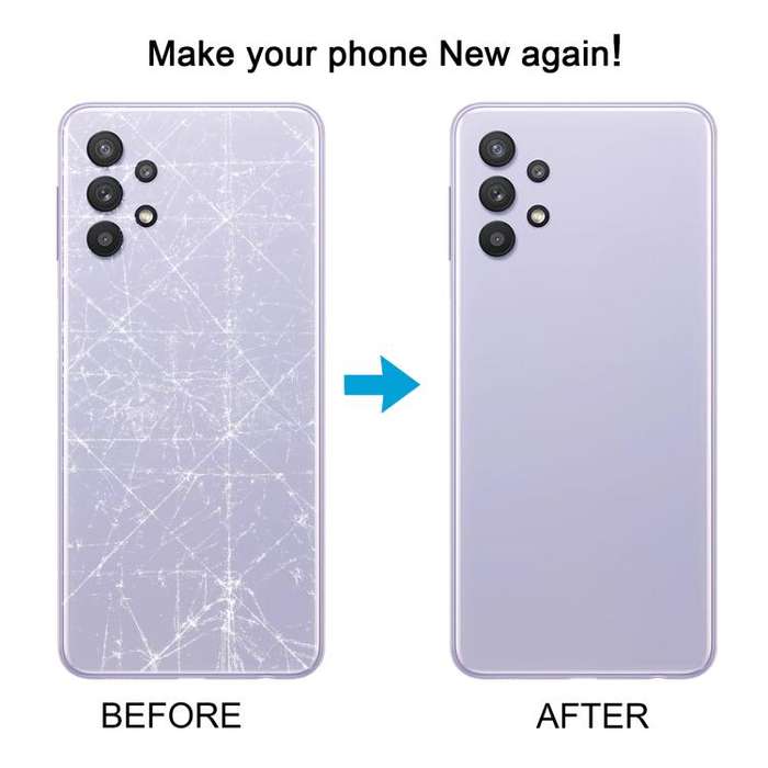 For Samsung Galaxy A32 4G SM-A325F Battery Back Cover with Camera Lens Cover(Purple)