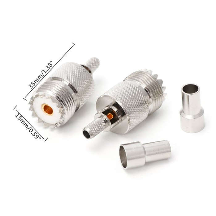 10 PCS UHF Female Jack SO239 Crimped RF Connector Coaxial Adapter for 2.5mm&#160;RG316 /&#160;RG1...