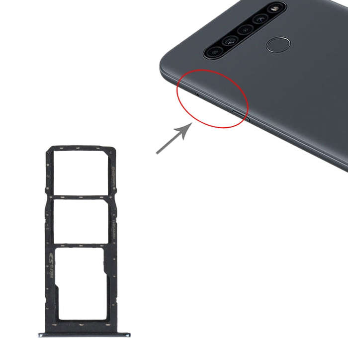 SIM Card Tray + SIM Card Tray + Micro SD Card Tray for LG K41S LMK410EMW LM-K410EMW LM-K410 (Silver)