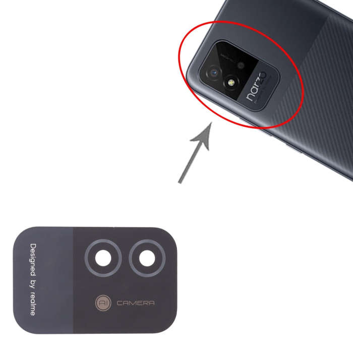 For OPPO Realme Narzo 50i RMX3235 10pcs Back Camera Lens (Black)