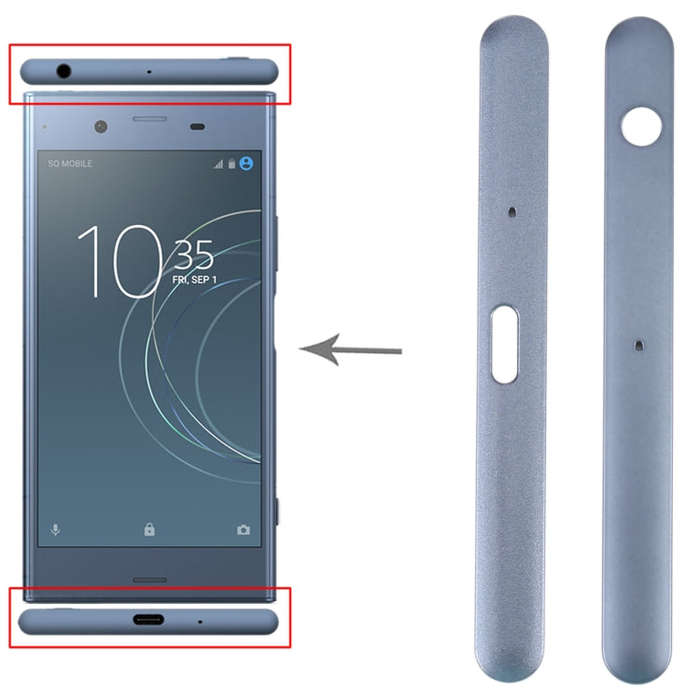 1 Pair Upper and Lower Part Sidebar For Sony Xperia XZ1(Blue)