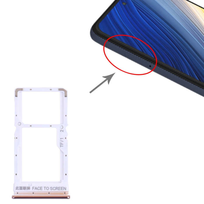 SIM Card Tray + Micro SD Card Tray for Xiaomi Poco X3 Pro M2102J20SG M2102J20SI (Gold)
