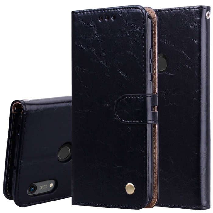 Business Style Oil Wax Texture Horizontal Flip Leather Case for Huawei Honor 8A (with Fingerprint...